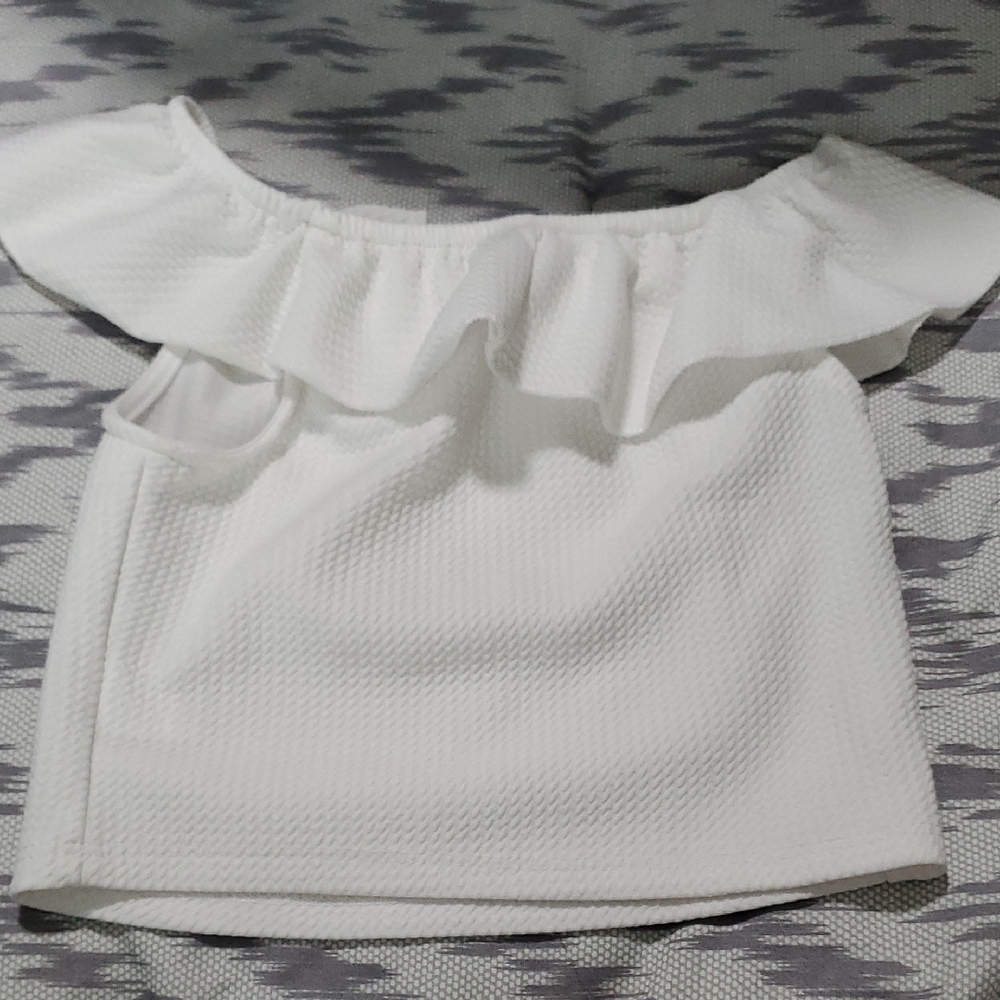 Beautees White Ruffle Top
